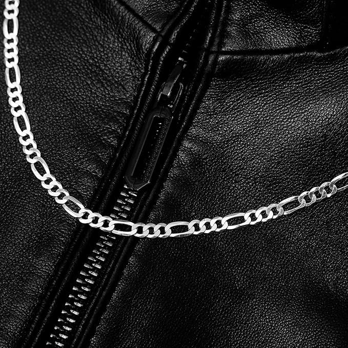 QUADRI - Certified Made in Italy 925 Sterling Silver 5mm Figaro Link Chain Necklace 22 Inchs - Image 3